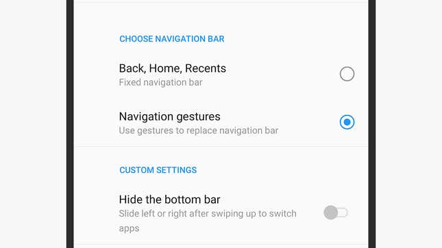 Android 10 options on a OnePlus phone.