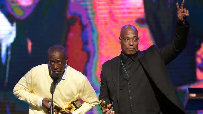 Jalil Hutchins, left, and John ‘Ecstasy’ Fletcher of Whodini accept an award onstage during the 2018 Black Music Honors on August 16, 2018 in Nashville, Tennessee.