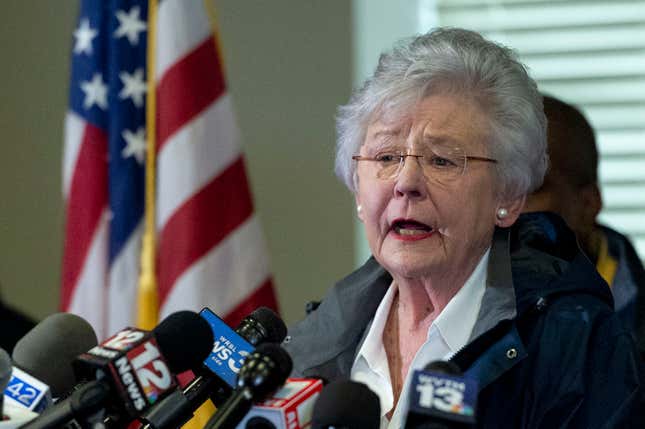 Alabama Gov. Kay Ivey speaks at a news conference in Beauregard, Ala., on March 4, 2019. Ivey is apologizing after a radio interview described her wearing blackface during a college skit in the 1960s.