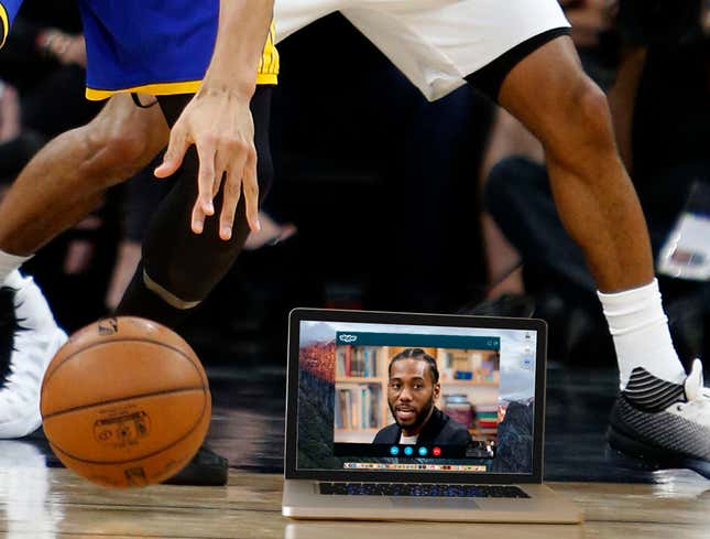 Image for article titled Spurs Skype In Kawhi Leonard For Game 4