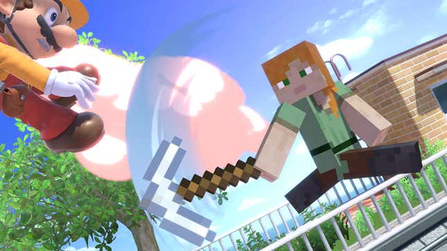 Minecraft in Smash Bros. on Switch.