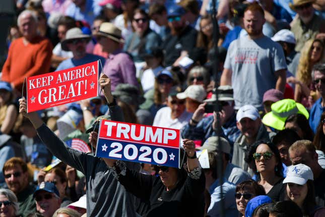 Supporters of President Donald Trump at the United States Air Force Academy graduation ceremony on May 30, 2019 in Colorado Springs, Colorado.