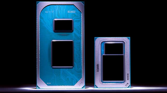Los procesadores Tiger Lake de Intel, mostrados durante el CES 2020.