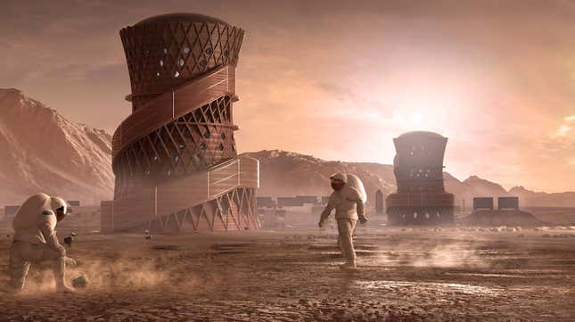 Artists conception of a future Martian base. 
