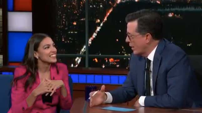 On a live, post-debate Late Show, AOC names the winners, which Trump ...