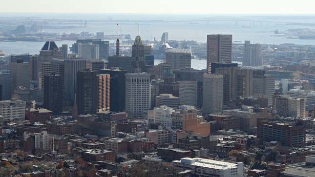 Baltimore, Maryland city skyline, 2016.