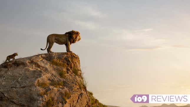 Mufasa and Simba survey the lands of their dominion in the Lion King remake.
