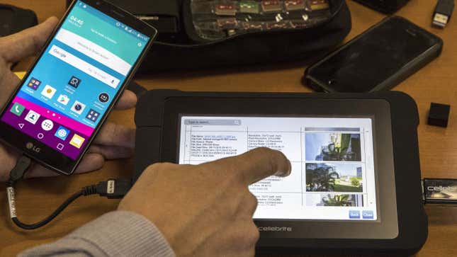 An engineer demonstrating an older generation of Cellebrite’s UFED technology in the Israeli city of Petah Tikva in 2016.