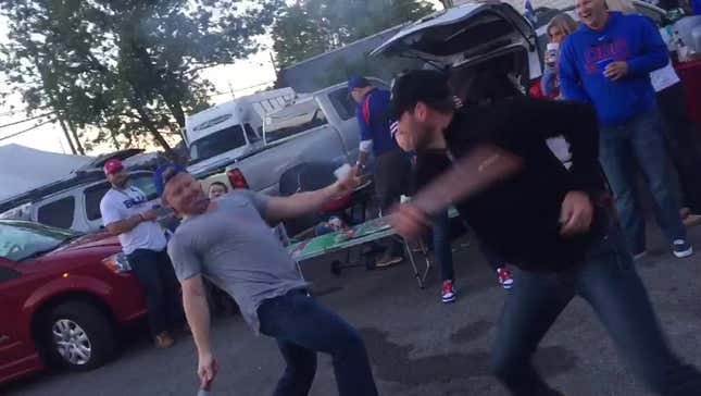 Bills Fans Duel With Pepperoni Sticks