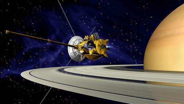 Image for article titled Cassini Probe Realizes Too Late This Was A Setup All Along
