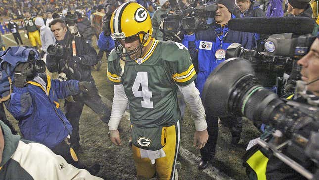 Just like old times, Brett Favre’s attempt to win the game with his being is denied.