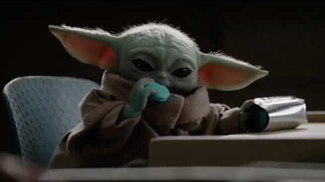 Baby Yoda eating cookies