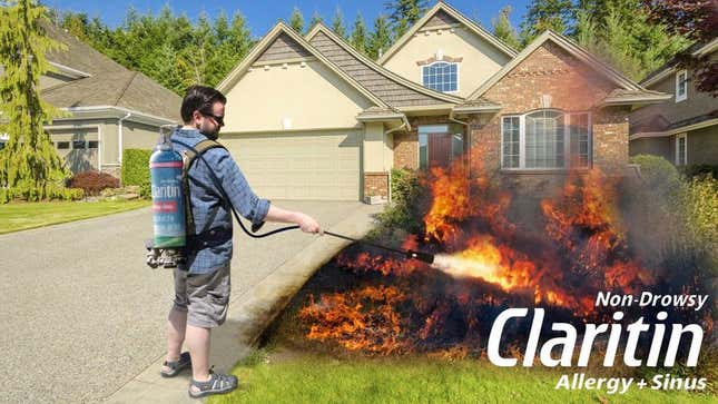 Image for article titled New Claritin Flamethrower Incinerates Whatever Causing Allergies