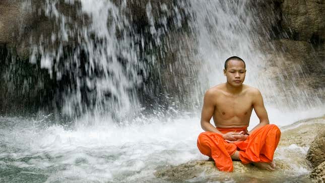 Image for article titled Asshole Monk Hogging Meditation Spot Under Waterfall For Whole Hour Now