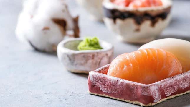 sushi in fancy plates