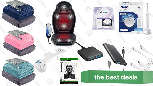 Image for article titled Sunday&#39;s Best Deals: Oral-B Guide Smart Toothbrush, Anker Charging Accessories, Weighted Blankets, Madden NFL 21 MVP Edition Code, Bidet Attachment, Heated Massage Car Seat Cover, and More