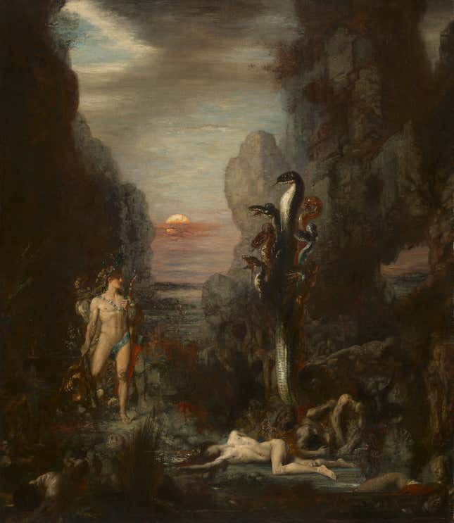 Hercules and the Lernaean Hydra by Gustave Moreau (1875/6).
