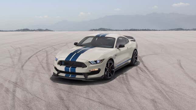 Image for article titled Ford Presents Rare Opportunity To Buy White Mustang With Blue Stripes