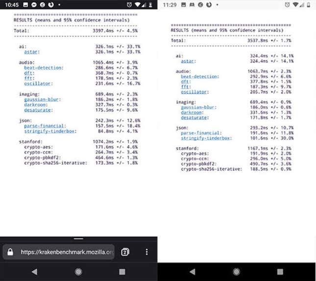 Firefox Preview (izquierda) vs Firefox Mobile (derecha)