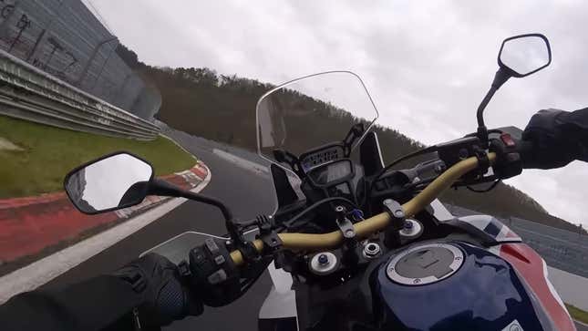 Image for article titled Brave Rider Tackles The Nürburgring on a Honda Africa Twin