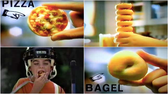 stills from Bagel Bites commercial, 1996