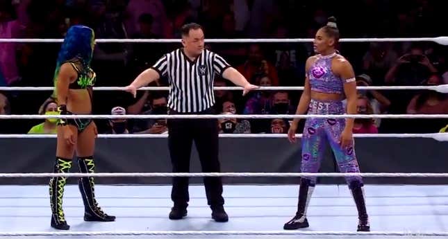Sasha Banks and Bianca Belair made history in an all-timer on the first night of Wrestlemania.