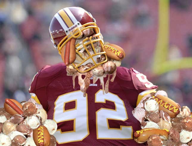 Image for article titled Report: Albert Haynesworth Just A Mound Of Ice Cream And Hot Dogs