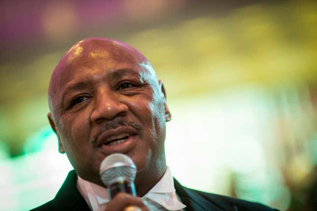Laureus Academy Member Marvelous Marvin Hagler attends a fundraising dinner of Operation Breakthrough at Kai Tak Cruise Terminal on March 6, 2015 in Hong Kong. Laureus supported-project Operation Breakthrough have organised a forum In Hong Kong to cover the topic Sport can change lives and a fundraising dinner. Operation Breakthrough utilises sport as a means to help, rehabilitate and enhance opportunities for youth. 