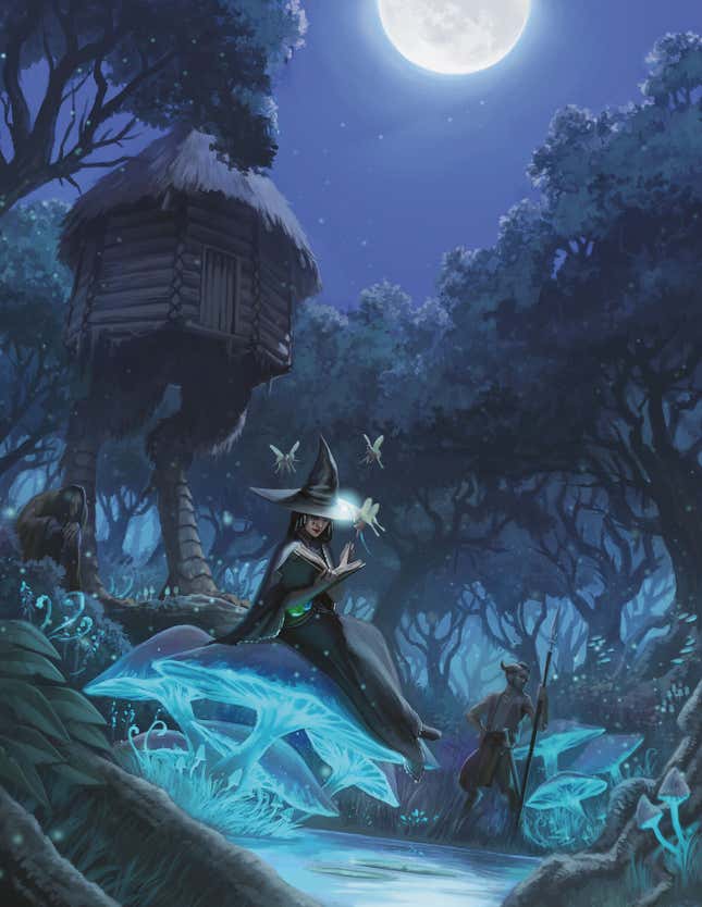 Baba Yaga, Tasha’s adoptive mother, watches closely over the young witch.