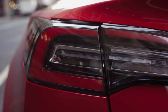 The Model 3 that Tesla brought to the Jalopnik office last year. Photo: Justin Westbrook / Jalopnik