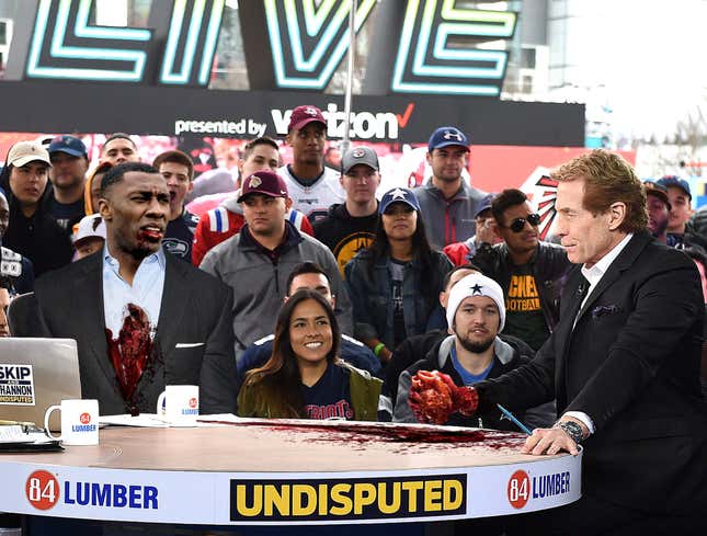 Image for article titled Skip Bayless Rips Shannon Sharpe’s Heart From Body During Debate On Cowboys O-Line