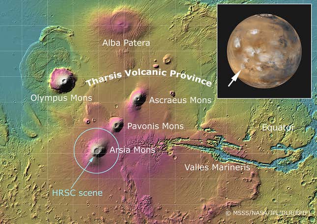 Localización del Arsia Mons en Marte