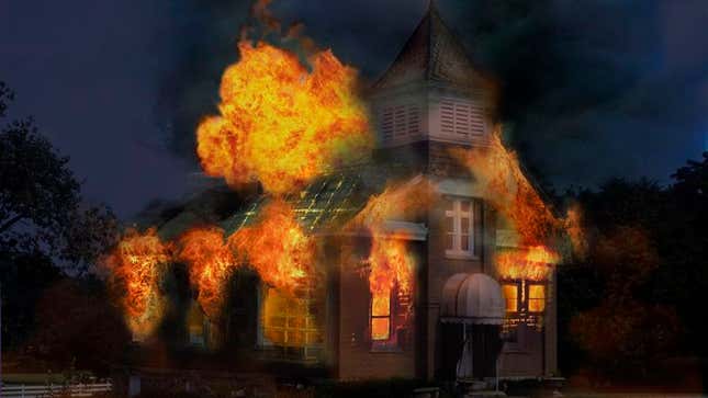 Image for article titled Debate Cut Short As Lantern Fire Burns Down Ol&#39; Town Hall