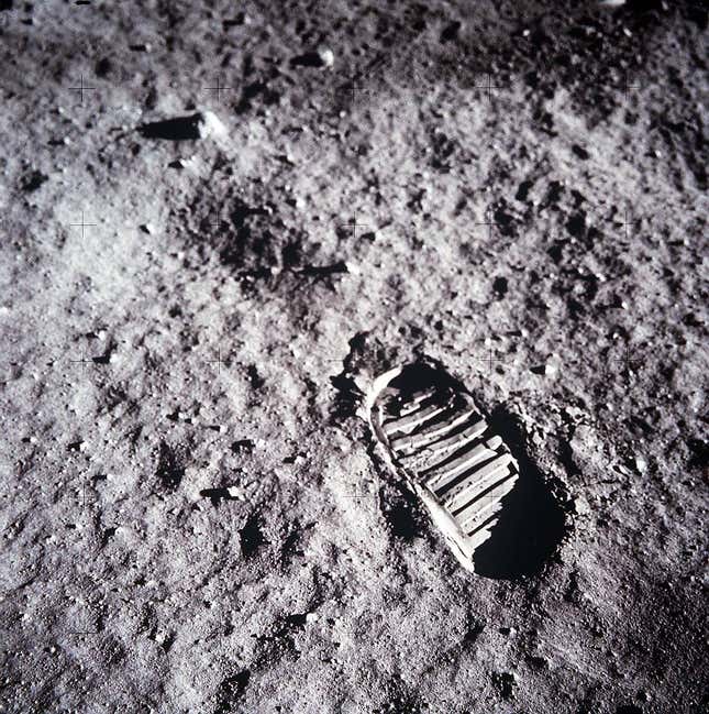 One of the first steps taken on the Moon, this is an image of Buzz Aldrin’s bootprint from the Apollo 11 mission.