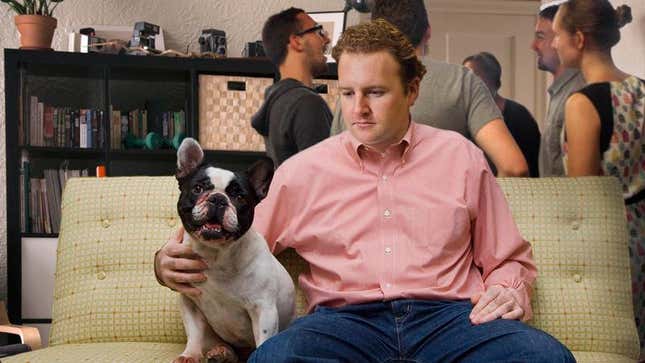 Image for article titled Least Popular Guy At House Party Really Hitting It Off With Dog