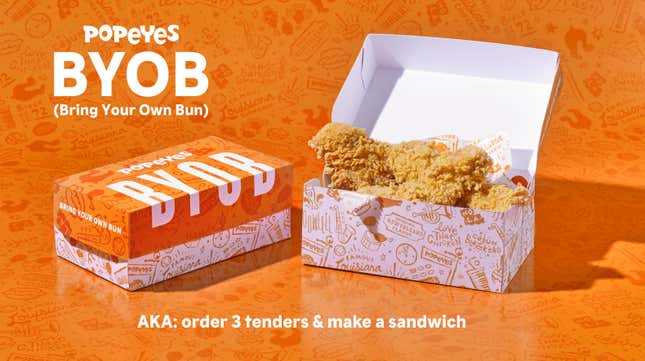 Image for article titled Popeyes enacts bring-your-own-bun policy because why should restaurants supply the food?