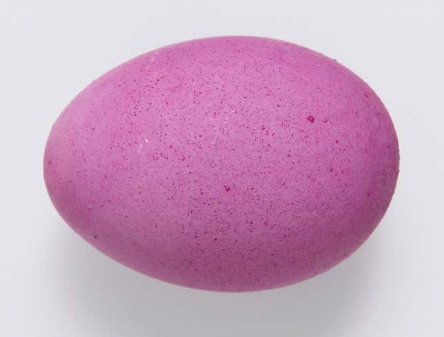 Image for article titled Egg With Shell Dyed Bright Purple Must Have Gone Through Breakup Recently
