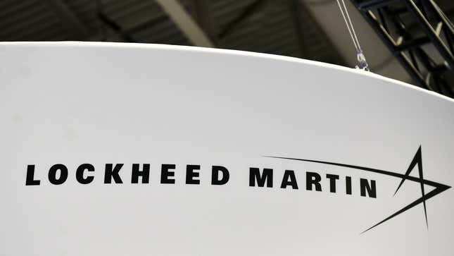The Lockheed Martin logo is seen during the the 70th annual International Astronautical Congress in Washington, DC on October 22, 2019. 
