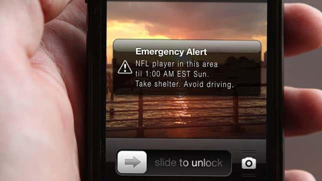 Image for article titled More Cities Using Text-Based Alert System To Warn Americans If They Are In Range Of NFL Players