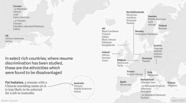 Image for article titled Rich countries and the minorities they discriminate against, mapped