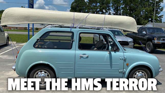 Image for article titled A Nissan Pao Makes A Perfectly Capable Canoe Hauler In Case You Were Curious