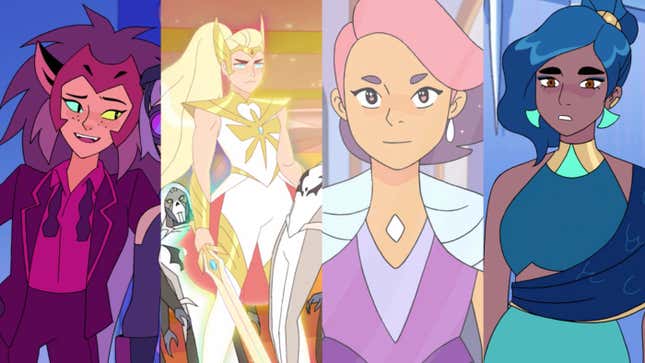 From left: Catra, She-Ra, Glimmer, and Mermista show off their lewks.
