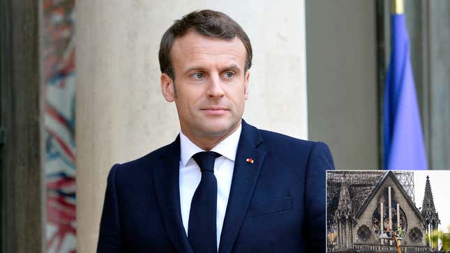Image for article titled Emmanuel Macron Not Sure How To Tell Billionaires Notre Dame Repair Only Costs $200