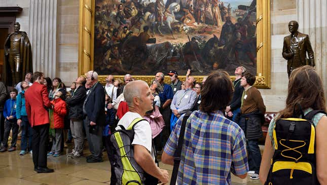 Image for article titled Tour Guide One Stop Behind Clearly Giving More Interesting Tour