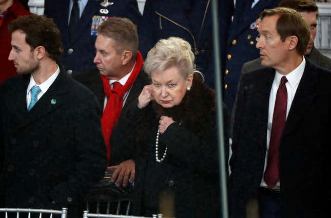 Federal judge Maryanne Trump Barry, sister of President Donald Trump, arrive to view the 58th Presidential Inauguration parade in Washington, Friday, Jan. 20, 2017.