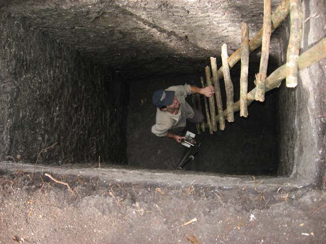 Uno de los pozos excavados para analizar los sedimentos de la época en Tikal.