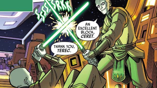 Terec and Ceret spar in the pages of Marvel’s Star Wars: The High Republic.