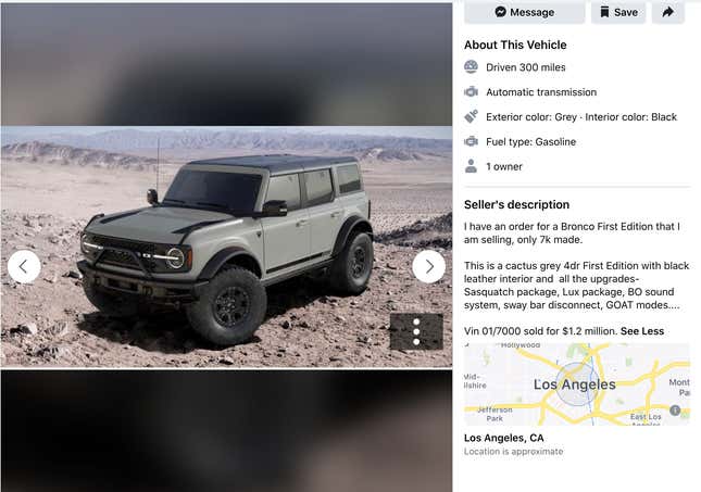 Image for article titled A Flipper Is Asking $30,000 Over Sticker Price For 2021 Ford Broncos