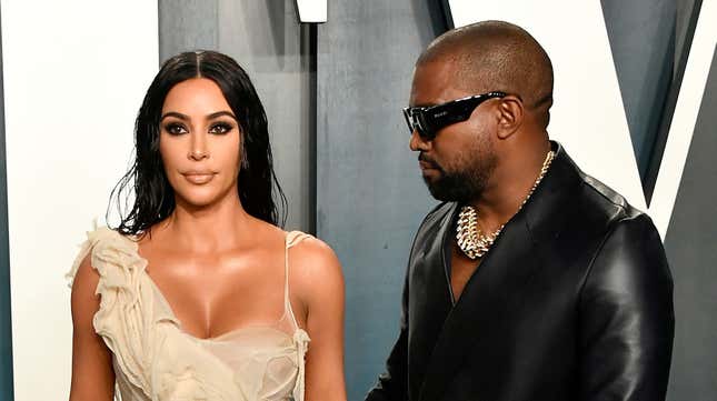 Kim Kardashian and Kanye West attend the 2020 Vanity Fair Oscar Party on February 09, 2020.