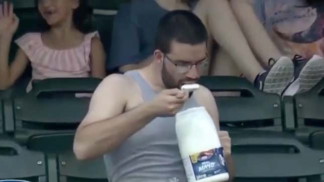 Image for article titled What are sports fans really eating out of giant mayo tubs?